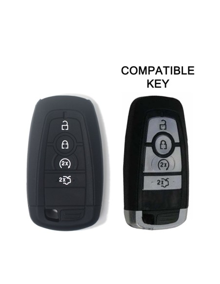 Guscio Silicone Cover Chiave per Telecomando Ford Nero Keyless-Entry 4 Tasti Mondeo Explorer Flex Mustang Fusion MKC MKX MKZ