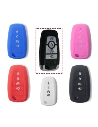 Guscio Silicone Cover Chiave per Telecomando Ford Nero Keyless-Entry 4 Tasti Mondeo Explorer Flex Mustang Fusion MKC MKX MKZ