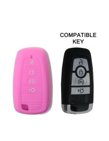 Guscio Silicone Cover Chiave per Telecomando Ford Rosa Keyless-Entry 4 Tasti Mondeo Explorer Flex Mustang Fusion MKC MKX MKZ