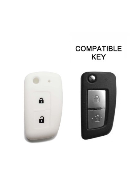 Guscio in Silicone Cover Chiave per Telecomando Nissan 2 Tasti Bianco Qashqai X-Trail Murano Maxima Altima Juke Geniss Quest Livina Tiida