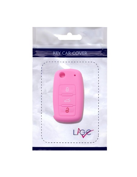 Guscio in Silicone Cover Chiave per Telecomando Volkswagen Seat Skoda Portachiave Rosa VW Golf Passat Polo Touran Tiguan Eos Sharan Touareg Phateon Caddy T5 Amarok Lupo Seat Altea Alhambra Leon Ibiza Exeo Cordoba Arosa Skoda Octavia Fabia Superb Roomster