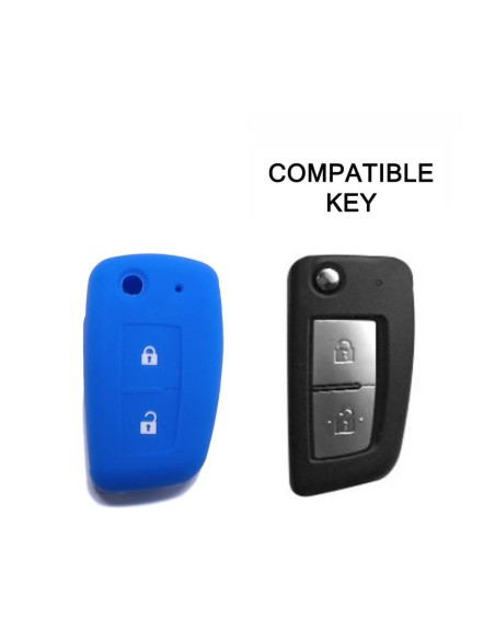 Guscio in Silicone Cover Chiave per Telecomando Nissan 2 Tasti Blu Qashqai X-Trail Murano Maxima Altima Juke Geniss Quest Livina Tiida