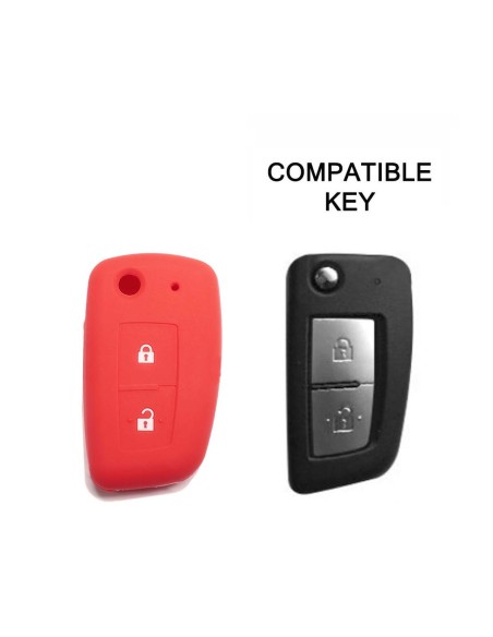 Guscio in Silicone Cover Chiave per Telecomando Nissan 2 Tasti Rosso Qashqai X-Trail Murano Maxima Altima Juke Geniss Quest Livina Tiida