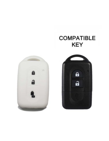 Guscio Silicone Cover Chiave Telecomando Nissan Bianco Keyless-Entry 3 Tasti per Micra Qashqai Juke X-Trail Note Navara Tiida Pathfinder