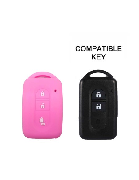 Guscio Silicone Cover Chiave Telecomando Nissan Rosa Keyless-Entry 3 Tasti per Micra Qashqai Juke X-Trail Note Navara Tiida Pathfinder