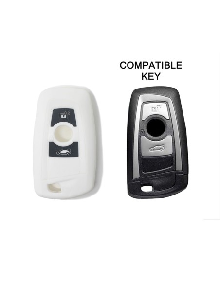 Guscio Silicone Cover Chiave per Telecomando BMW Bianco Keyless-Entry 3 Tasti Serie 1 3 4 5 6 7 Z4 X3 X4 X5 X6