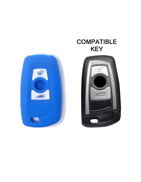 Guscio Silicone Cover Chiave per Telecomando BMW Blu Keyless-Entry 3 Tasti Serie 1 3 4 5 6 7 Z4 X3 X4 X5 X6