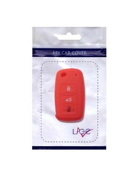 Guscio in Silicone Cover Chiave per Telecomando Volkswagen Seat Skoda Portachiave Rosso VW Golf Passat Polo Touran Tiguan Eos Sharan Touareg Phateon Caddy T5 Amarok Lupo Seat Altea Alhambra Leon Ibiza Exeo Cordoba Arosa Skoda Octavia Fabia Superb Roomster