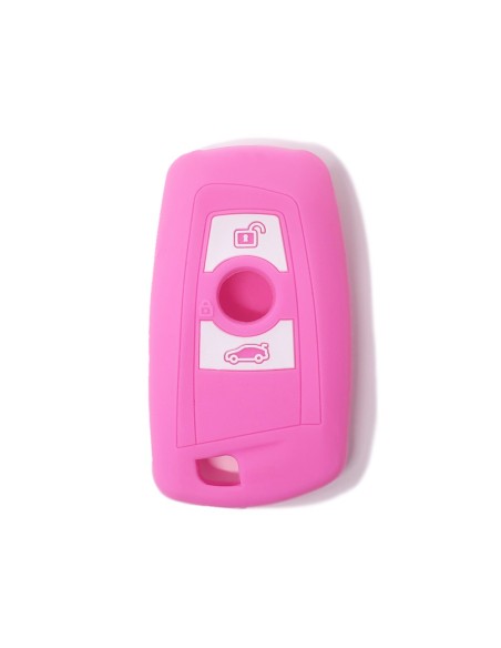 Guscio Silicone Cover Chiave per Telecomando BMW Rosa Keyless-Entry 3 Tasti Serie 1 3 4 5 6 7 Z4 X3 X4 X5 X6