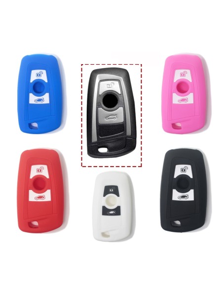 Guscio Silicone Cover Chiave per Telecomando BMW Rosa Keyless-Entry 3 Tasti Serie 1 3 4 5 6 7 Z4 X3 X4 X5 X6