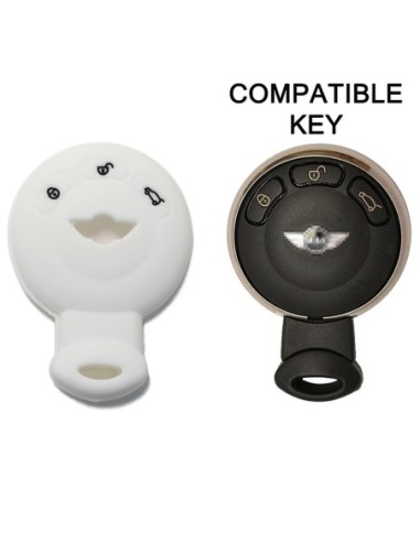 Guscio Silicone Cover Chiave per Telecomando Mini Portachiavi Bianco  One Cooper D S SD Countryman Cabrio John Clubman