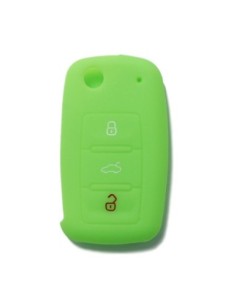 Guscio in Silicone Cover Chiave per Telecomando Volkswagen Seat Skoda Portachiave Verde VW Golf Passat Polo Touran Tiguan Eos Sharan Touareg Phateon Caddy T5 Amarok Lupo Seat Altea Alhambra Leon Ibiza Exeo Cordoba Arosa Skoda Octavia Fabia Superb Roomster