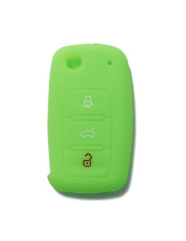 Guscio in Silicone Cover Chiave per Telecomando Volkswagen Seat Skoda Portachiave Verde VW Golf Passat Polo Touran Tiguan Eos Sharan Touareg Phateon Caddy T5 Amarok Lupo Seat Altea Alhambra Leon Ibiza Exeo Cordoba Arosa Skoda Octavia Fabia Superb Roomster