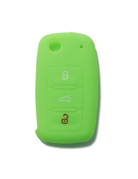 Guscio in Silicone Cover Chiave per Telecomando Volkswagen Seat Skoda Portachiave Verde VW Golf Passat Polo Touran Tiguan Eos Sharan Touareg Phateon Caddy T5 Amarok Lupo Seat Altea Alhambra Leon Ibiza Exeo Cordoba Arosa Skoda Octavia Fabia Superb Roomster
