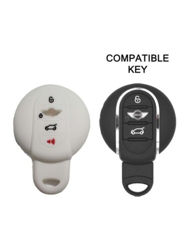 Guscio Silicone Cover Chiave per Telecomando Mini Portachiavi 4 Tasti Bianco per Cooper One Cooper S Cooper D Cooper SD (F55) Clubman John Cooper Works (F56) Countryman Cabrio (F57)