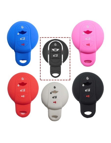 Guscio Silicone Cover Chiave per Telecomando Mini Portachiavi 4 Tasti Bianco per Cooper One Cooper S Cooper D Cooper SD (F55) Clubman John Cooper Works (F56) Countryman Cabrio (F57)