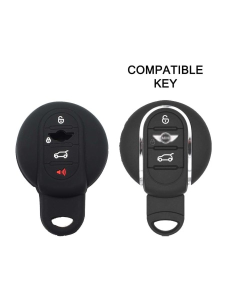 Guscio Silicone Cover Chiave per Telecomando Mini Portachiavi 4 Tasti Nero per Cooper One Cooper S Cooper D Cooper SD (F55) Clubman John Cooper Works (F56) Countryman Cabrio (F57)