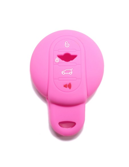 Guscio Silicone Cover Chiave per Telecomando Mini Portachiavi 4 Tasti Rosa per Cooper One Cooper S Cooper D Cooper SD (F55) Clubman John Cooper Works (F56) Countryman Cabrio (F57)