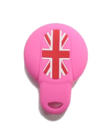 Guscio Silicone Cover Chiave per Telecomando Mini Portachiavi 4 Tasti Rosa per Cooper One Cooper S Cooper D Cooper SD (F55) Clubman John Cooper Works (F56) Countryman Cabrio (F57)