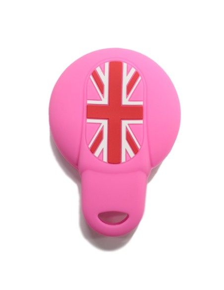 Guscio Silicone Cover Chiave per Telecomando Mini Portachiavi 4 Tasti Rosa per Cooper One Cooper S Cooper D Cooper SD (F55) Clubman John Cooper Works (F56) Countryman Cabrio (F57)