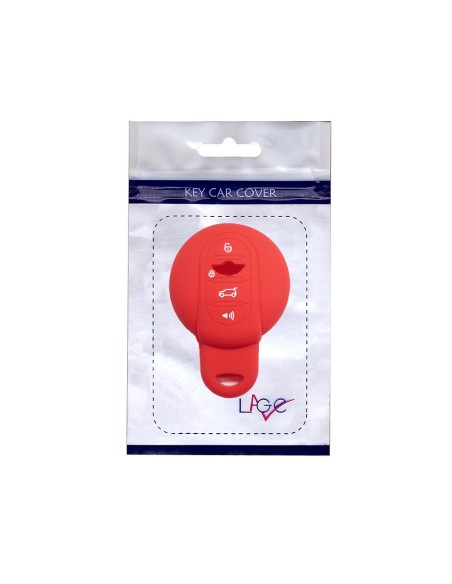 Guscio Silicone Cover Chiave per Telecomando Mini Portachiavi 4 Tasti Rosso per Cooper One Cooper S Cooper D Cooper SD (F55) Clubman John Cooper Works (F56) Countryman Cabrio (F57)