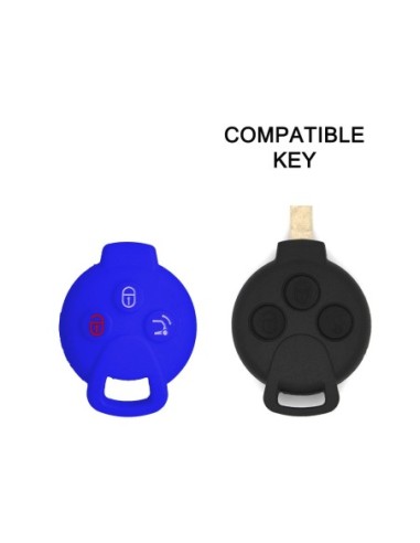 Guscio Silicone Cover Chiave Telecomando Mercedes Benz Smart 451 Blu  ForTwo ForFour Roadster Crossblade City Coupe City Cabrio