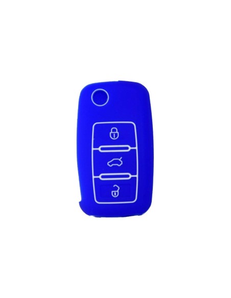 Guscio in Silicone Cover Chiave per Telecomando Volkswagen Seat Skoda Portachiave Blu VW Golf Passat Polo Touran Tiguan Eos Sharan Touareg Phateon Caddy T5 Amarok Lupo Seat Altea Alhambra Leon Ibiza Exeo Cordoba Arosa Skoda Octavia Fabia Superb Roomster
