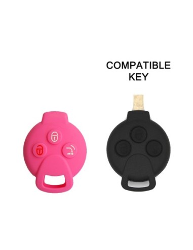 Guscio Silicone Cover Chiave Telecomando Mercedes Benz Smart 451 Rosa ForTwo ForFour Roadster Crossblade City Coupe City Cabrio