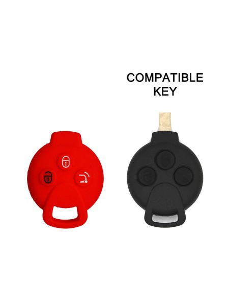 Guscio Silicone Cover Chiave Telecomando Mercedes Benz Smart 451 Rosso ForTwo ForFour Roadster Crossblade City Coupe City Cabrio