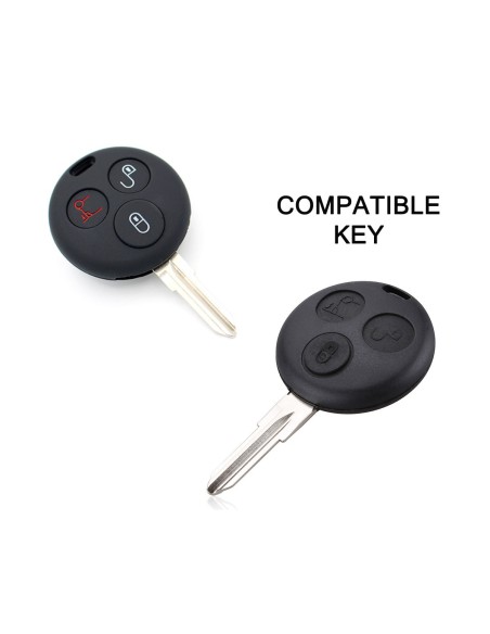 Guscio Silicone Cover Chiave per Telecomando Mercedes Benz Smart Nero ForTwo 450 Roadster Crossblade City Coupe City Cabrio
