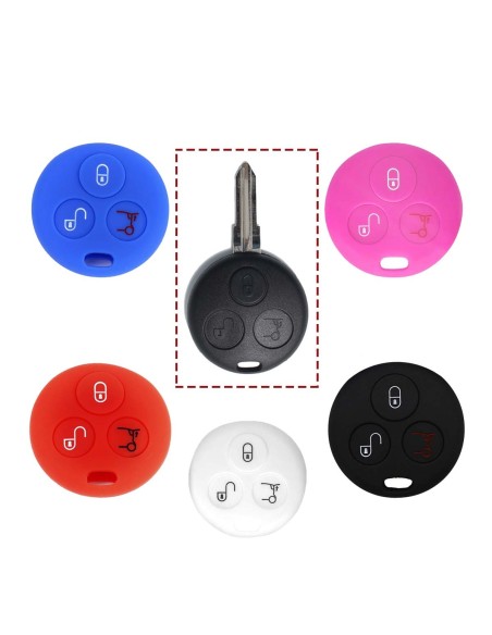 Guscio Silicone Cover Chiave per Telecomando Mercedes Benz Smart Nero ForTwo 450 Roadster Crossblade City Coupe City Cabrio