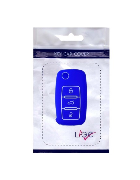 Guscio in Silicone Cover Chiave per Telecomando Volkswagen Seat Skoda Portachiave Blu VW Golf Passat Polo Touran Tiguan Eos Sharan Touareg Phateon Caddy T5 Amarok Lupo Seat Altea Alhambra Leon Ibiza Exeo Cordoba Arosa Skoda Octavia Fabia Superb Roomster