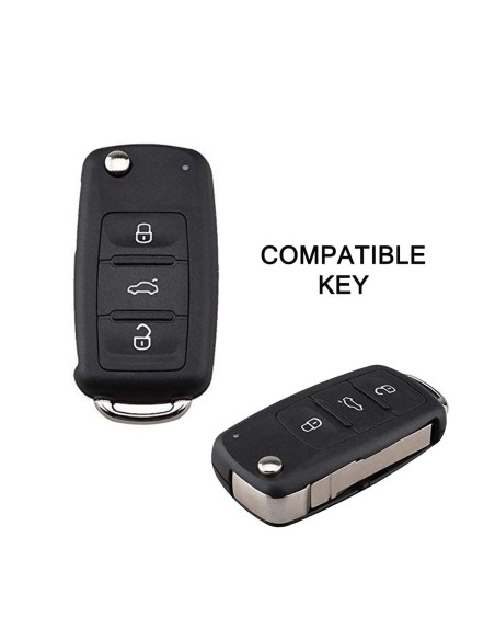Guscio in Silicone Cover Chiave per Telecomando Volkswagen Seat Skoda Portachiave Blu VW Golf Passat Polo Touran Tiguan Eos Sharan Touareg Phateon Caddy T5 Amarok Lupo Seat Altea Alhambra Leon Ibiza Exeo Cordoba Arosa Skoda Octavia Fabia Superb Roomster