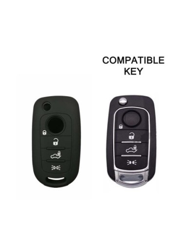 Cover per Chiave Fiat 500X Guscio in silicone Telecomando 4 Tasti Nero Copertina