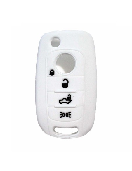 Guscio in Silicone Cover Chiave per Telecomando Fiat 500 500X Tipo 4 Tasti Bianco