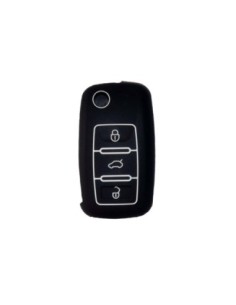 Guscio in Silicone Cover Chiave per Telecomando Volkswagen Seat Skoda Portachiave Nero VW Golf Passat Polo Touran Tiguan Eos Sharan Touareg Phateon Caddy T5 Amarok Lupo Seat Altea Alhambra Leon Ibiza Exeo Cordoba Arosa Skoda Octavia Fabia Superb Roomster