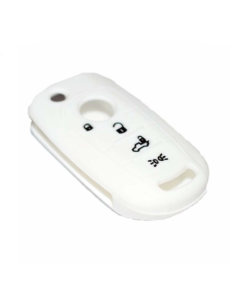 Guscio in Silicone Cover Chiave per Telecomando Fiat 500 500X Tipo 4 Tasti Bianco