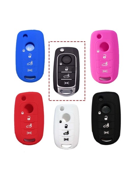 Guscio in Silicone Cover Chiave per Telecomando Fiat 500 500X Tipo 4 Tasti Bianco