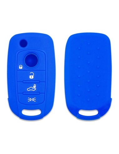 Guscio in Silicone Cover Chiave per Telecomando Fiat 500 500X Tipo 4 Tasti Blu