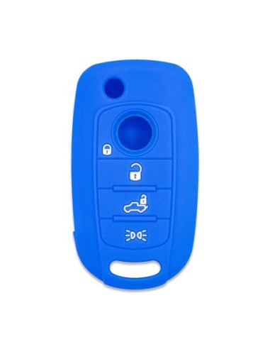 Guscio in Silicone Cover Chiave per Telecomando Fiat 500 500X Tipo 4 Tasti Blu