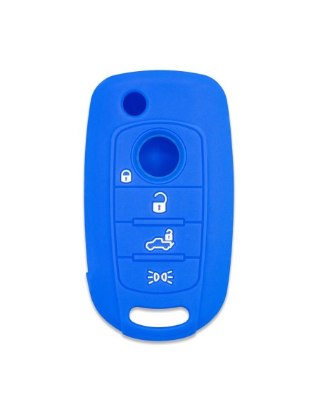 Guscio in Silicone Cover Chiave per Telecomando Fiat 500 500X Tipo 4 Tasti Blu
