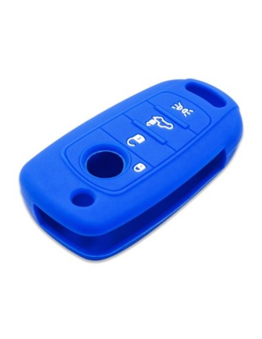 Guscio in Silicone Cover Chiave per Telecomando Fiat 500 500X Tipo 4 Tasti Blu