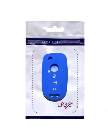 Guscio in Silicone Cover Chiave per Telecomando Fiat 500 500X Tipo 4 Tasti Blu