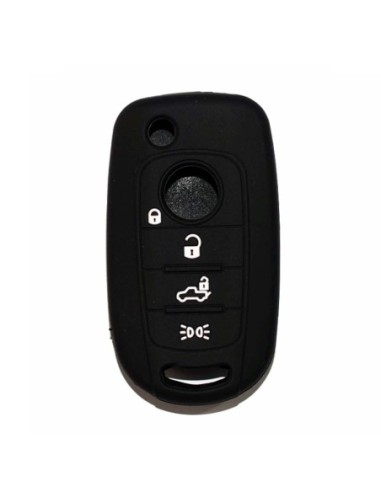 Guscio in Silicone Cover Chiave per Telecomando Fiat 500 500X Tipo 4 Tasti Nero
