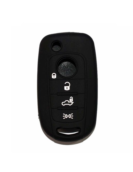 Guscio in Silicone Cover Chiave per Telecomando Fiat 500 500X Tipo 4 Tasti Nero