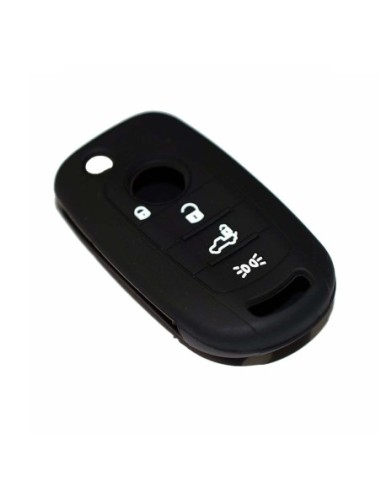 Guscio in Silicone Cover Chiave per Telecomando Fiat 500 500X Tipo 4 Tasti Nero