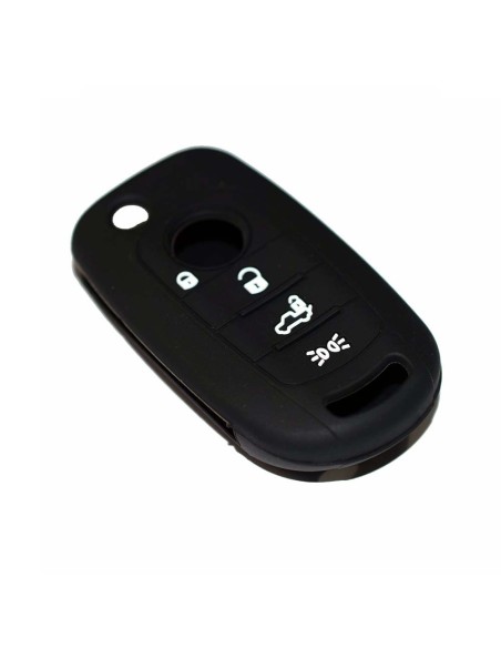 Guscio in Silicone Cover Chiave per Telecomando Fiat 500 500X Tipo 4 Tasti Nero