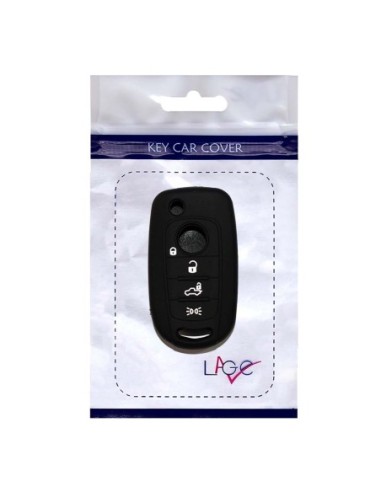Guscio in Silicone Cover Chiave per Telecomando Fiat 500 500X Tipo 4 Tasti Nero