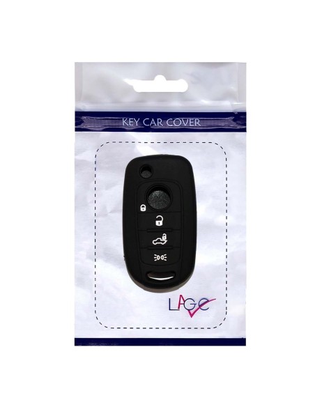 Guscio in Silicone Cover Chiave per Telecomando Fiat 500 500X Tipo 4 Tasti Nero