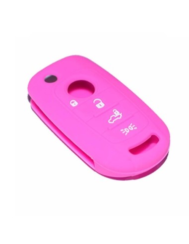 Guscio in Silicone Cover Chiave per Telecomando Fiat 500 500X Tipo 4 Tasti Rosa